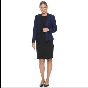 Women's Le Suit Open-Front Tweed Jacket & Sheath Dress Set Sapphire Black